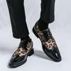 Men Big Size Leopard Print Formal Lace-Up Brogue Shoes Wedding Groom Business Dress Shoes Comfortable Leather Wedding Party Shoe
