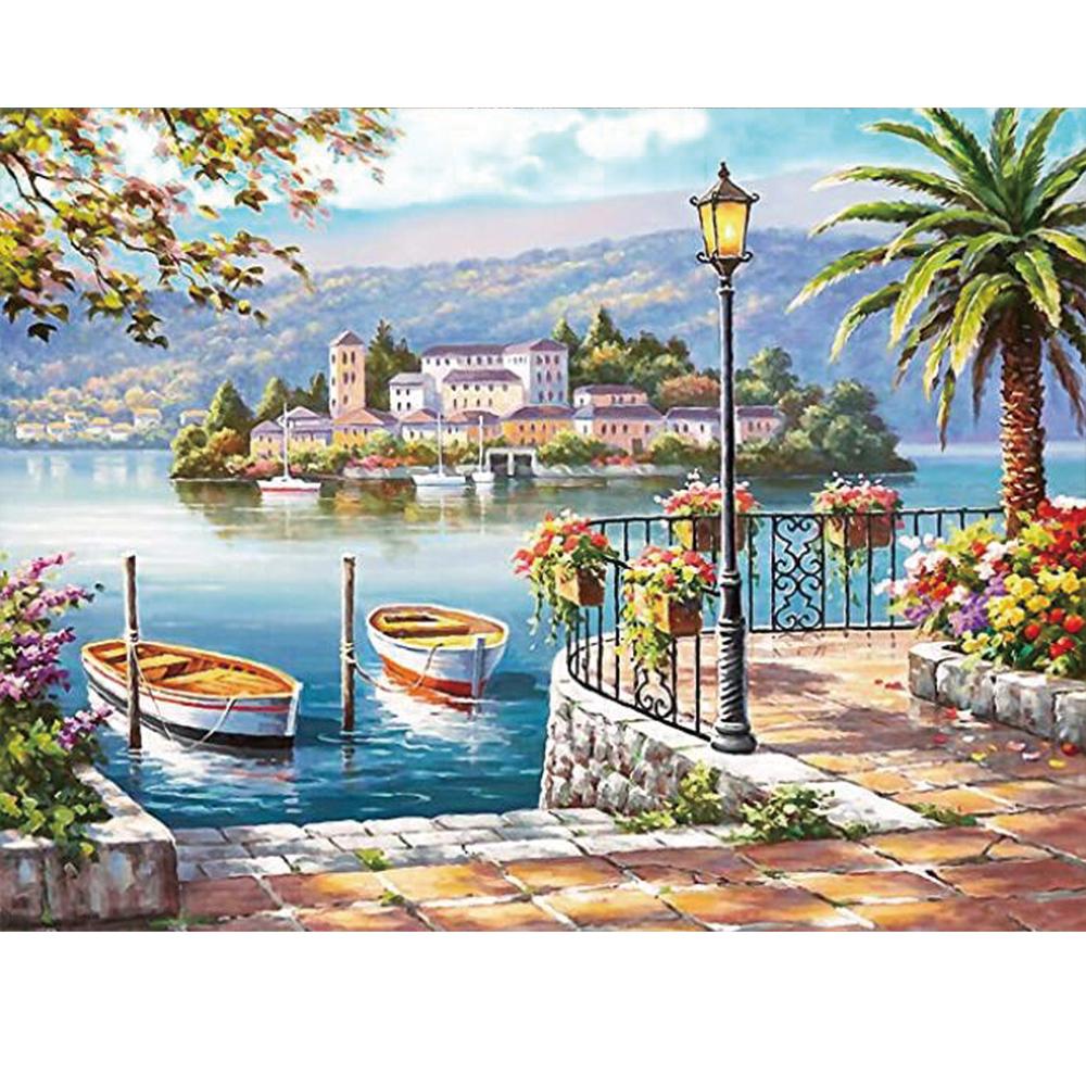 5D алмазная живопись Diy морской пейзаж здание серии полный алмаз ручной работы Алмазная вышивка мозаика узор украшение дома подарок