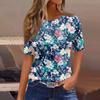 Женская плиссированная футболка с круглым вырезом и цветочным принтом, короткий рукав, топ с разрезом по низу
