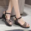 Модные женские сандалии 2024 года, летние новые модные туфли Fish Mouth для женщин, однотонные гладиаторские сандалии для женщин