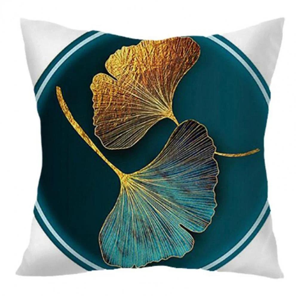 35/40/45CM Ginkgo Biloba Polyester Cushion Cover Waist Pillow Case Black Golden Leaves Living Room Chair Sofa Home Decoration