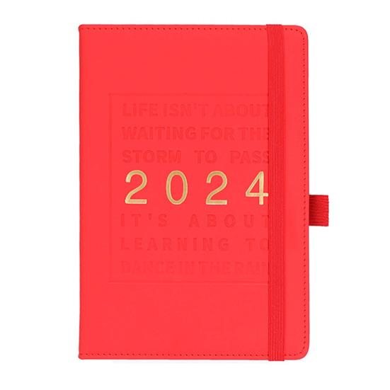 Faux Leather Cover 2024 Planner Notebook 12 Monthly Weekly Agenda Notebook with Elastic Closure Pen Loop Series