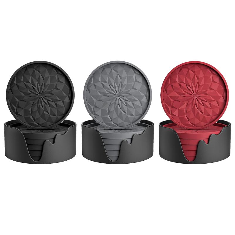 Thick Anti Slip Diamond Shaped Silicone Dining Table Insulation Pad, Beverage High-temperature Resistant Soft Rubber Coaster