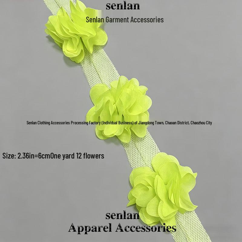 3D Chiffon Lace Flower Ribbon for Children's and Women's Clothing Accessories