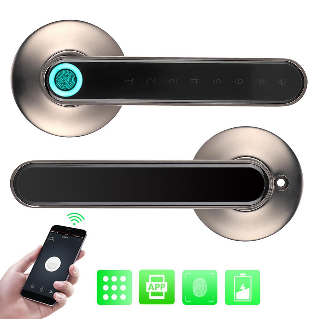 Дверной замок с отпечатком пальца, умный пароль, ручка, замок для TUYA Smart APP, домашний отель, офис, черный