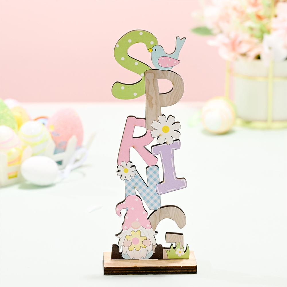 Colorful Wooden Easter Ornaments Multiple Easter Elements Letter Plate Decorations For Home Office Party Workplace Exquisite Gifts