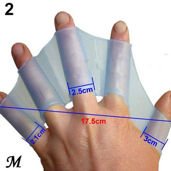 Swimming Finger Webbed Gloves Silicone Flippers Fins Paddle Frog Hand Accessory