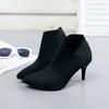 Серые Модные Женские Ботильоны на Высоком Каблуке Большого Размера 34-41 Женские Ботинки на Высоком Каблуке Молодежные Ботильоны Каблук 8,5 см Тканевые Ботинки