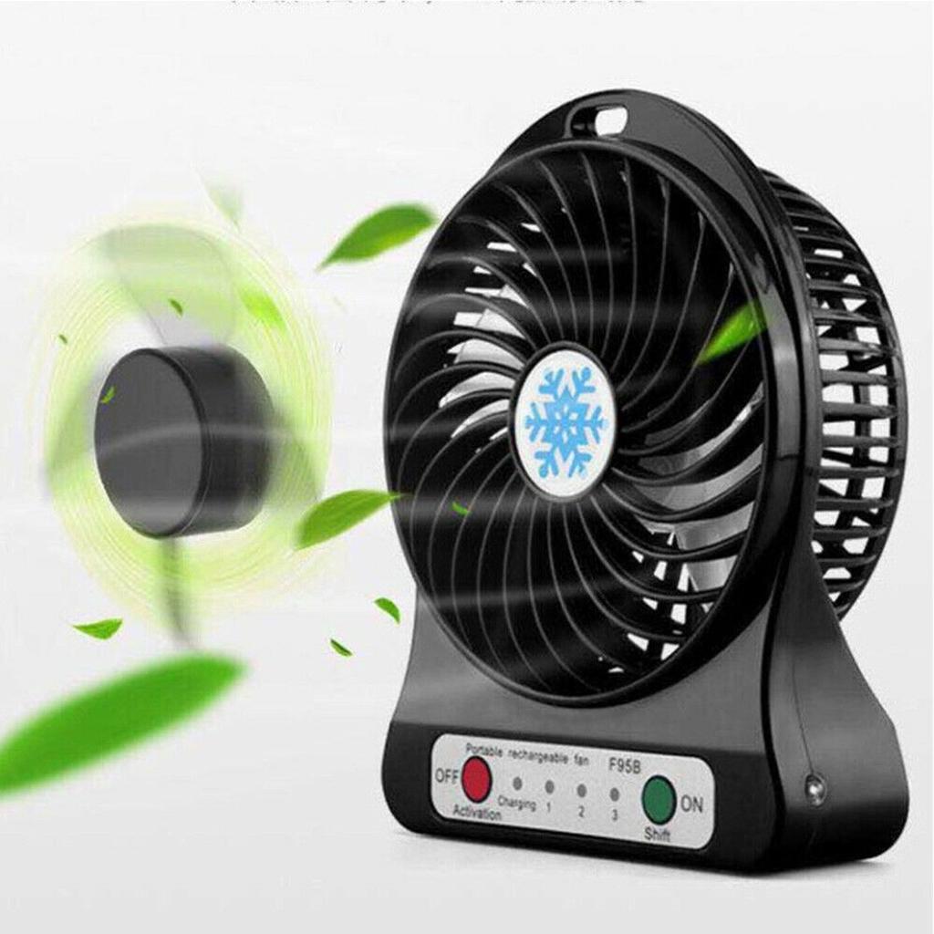 New Black Mini Portable Rechargeable Fan USB Charging Fan Air Cooler LED Light