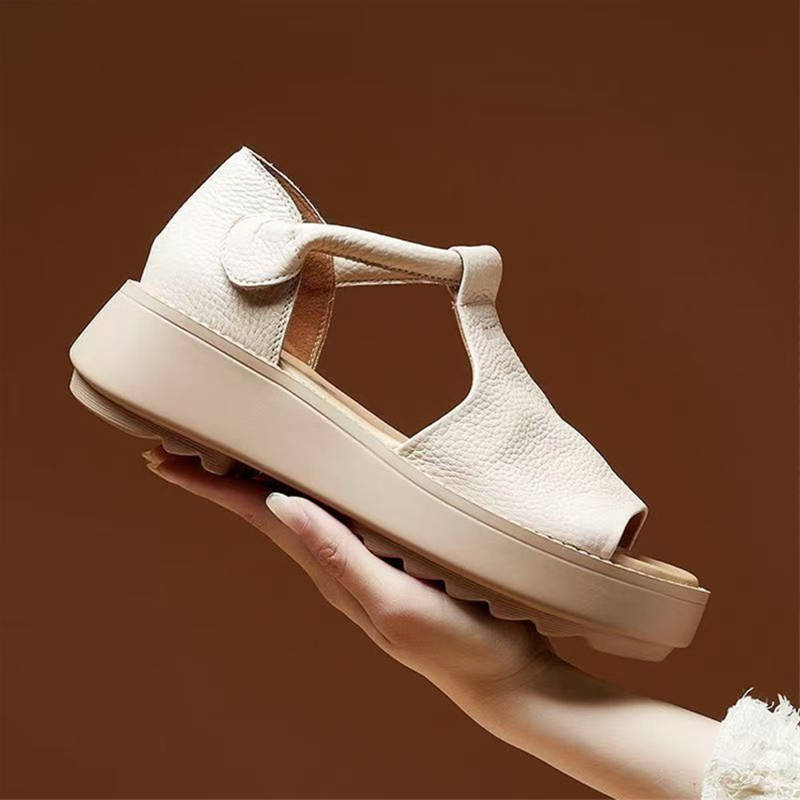 Летние женские римские сандалии на толстой подошве, увеличивающие рост, с открытым носком, на среднем каблуке, с мягкой подошвой, в стиле ретро, повседневные