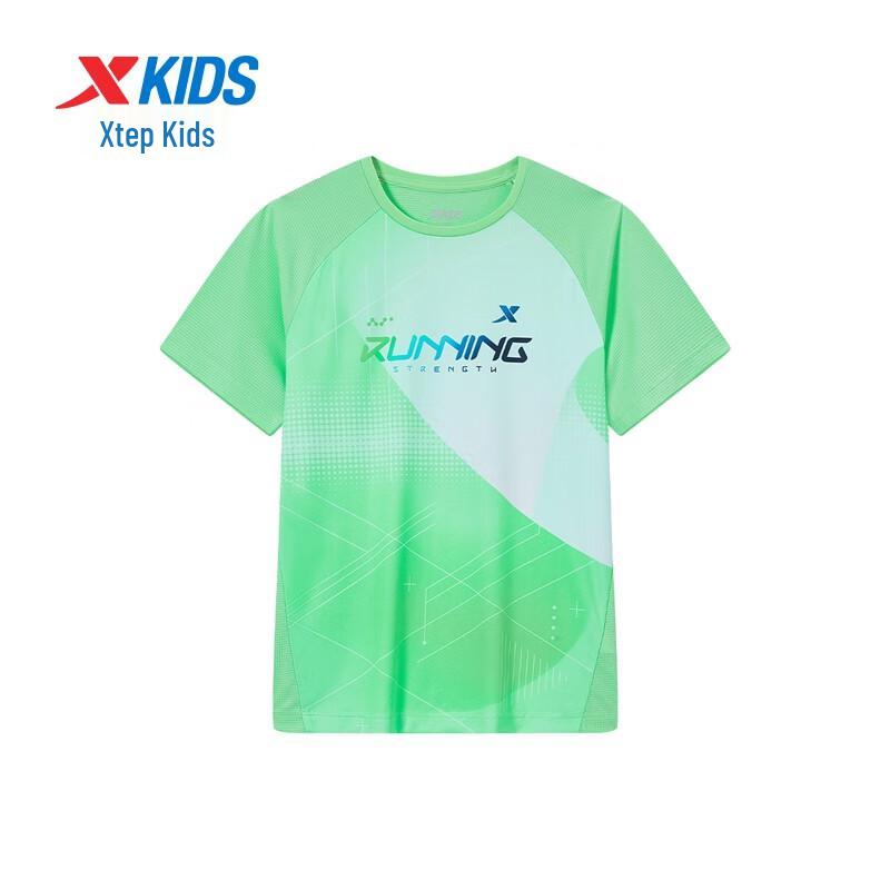 XTEP Kids' Breathable Quick-Dry Gradient Print Short Sleeve Knit Shirt