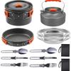 Portable 2-3 Person Camping Cookware Set with Folding Teapot