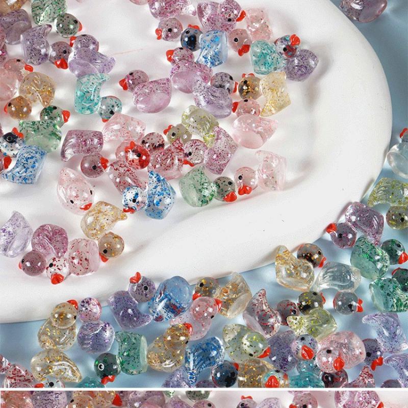 10Pcs Home Decor Luminous Mini Fine Sparkling Ducks Moss Microlandscape Miniature Duck Figurines Fairy Garden Accessories