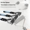 Pet Products Blue & Black Series: Massage Brush, Hair Detangling Comb, Rake Comb, Flea Comb.