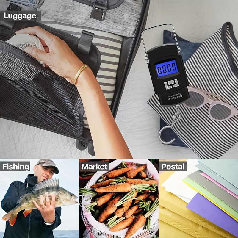 1 Pc Portable Handheld Electronic Scale, 50 kg/110 lb, High Precision Mini Pocket Household Luggage and Fish Weighing Scale