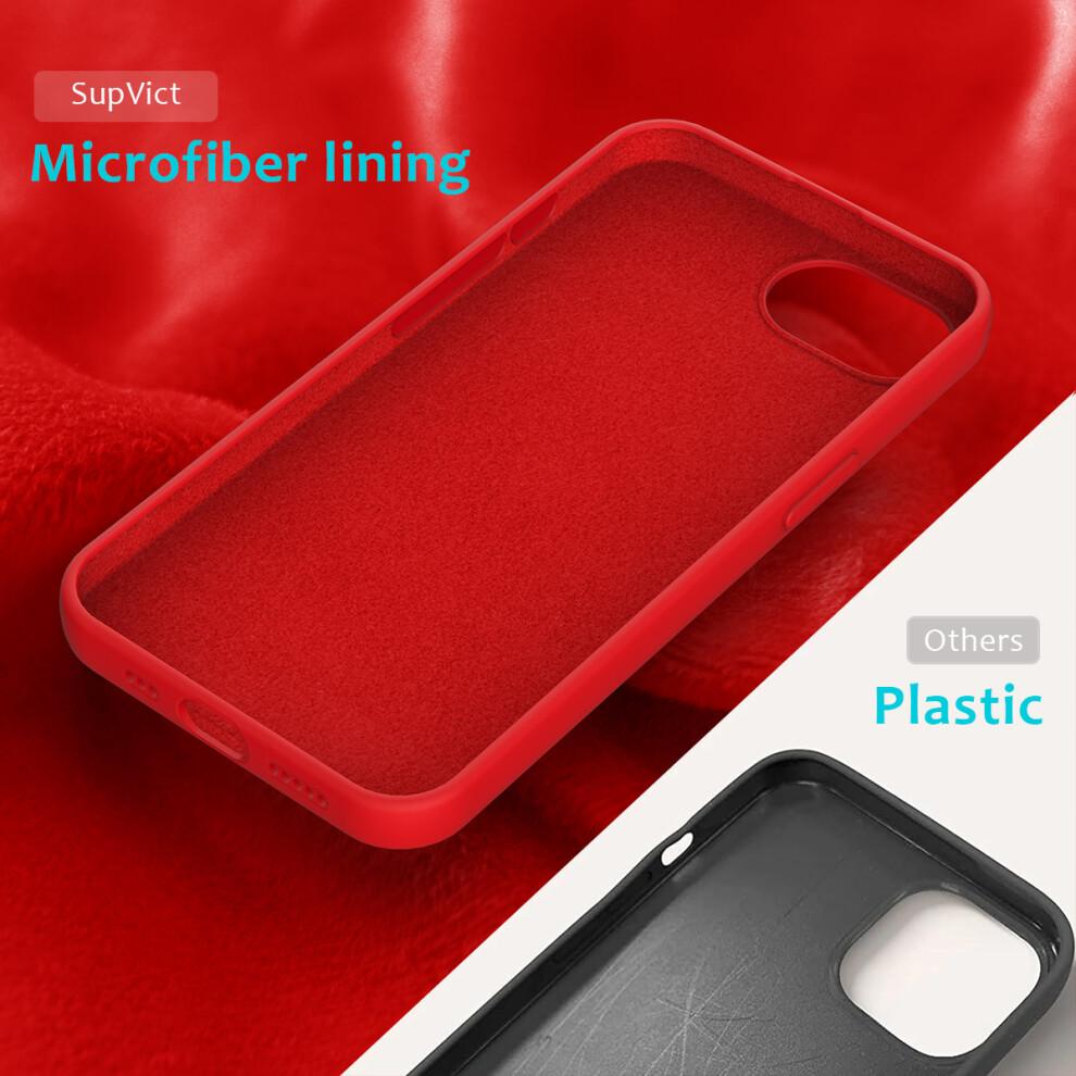 (Red) For iPhone 16e Case Drop Proof Liquid Silicone Soft Lining Back Phone Cover