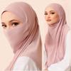 Ramadan Spring Summer Breathable Ironless Hijabs Long Instant Hijab Woman Ready To Wear With Face Masks Ready To Wear Hijabs