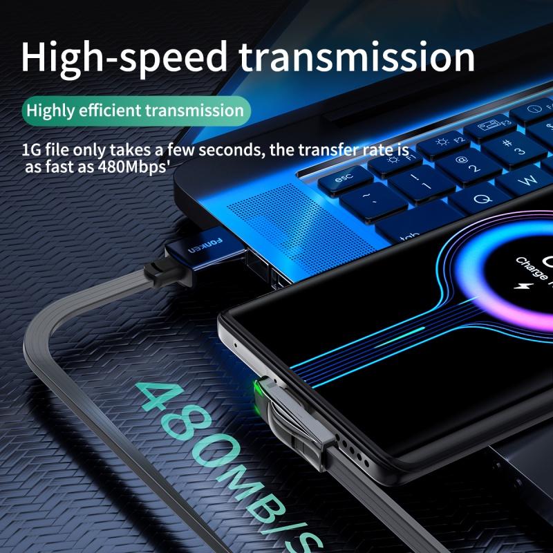 FONKEN Быстрая зарядка 5А, 66 Вт, USB Type C, 90 градусов, быстрая зарядка, USB-кабель c, шнур для передачи данных Type-C, зарядное устройство Usb-c для телефона Samsung Xiaomi Huawei Type c