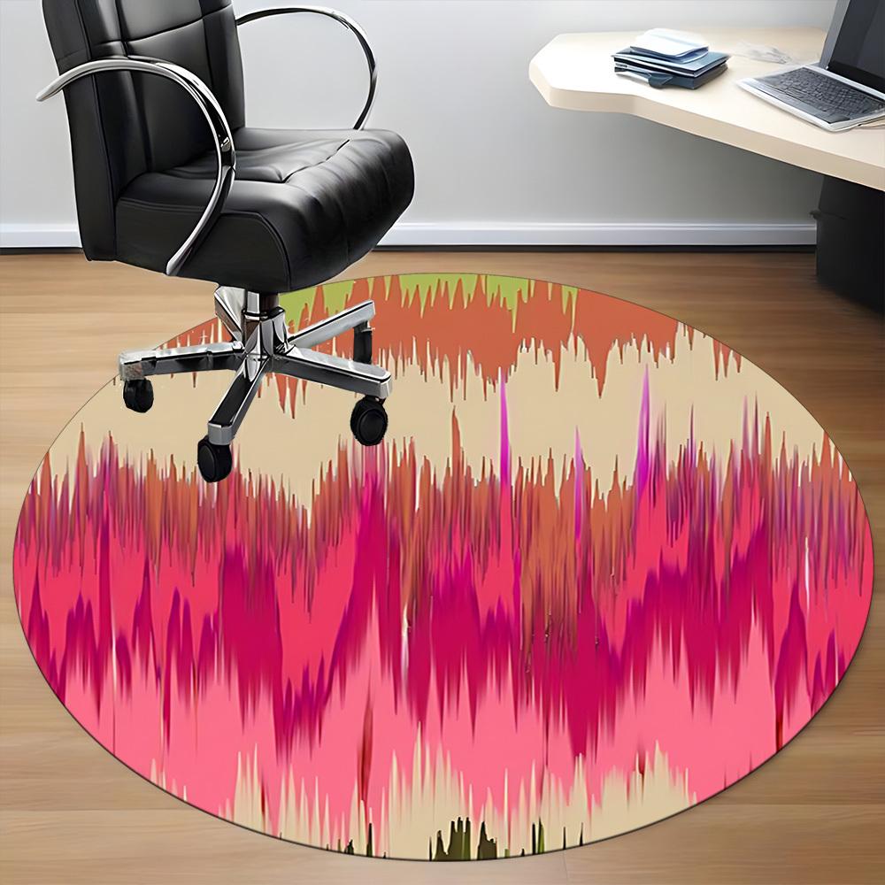 1pc Abstract Pattern Chair Carpet for Office, Indoor Non Slip Washable Polyester Fiber Carpet,