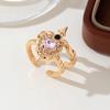 LATS 2pcs Can Be Assembled Heart and Sword Rings for Women Men Couple Silver Gold Adjustable Open Ring Jewelry