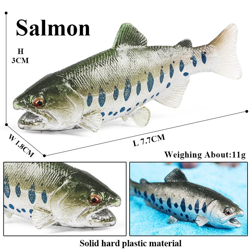 Oenux Модель Морская жизнь Рыба-клоун Лосось Окунь Морское Океаническое Животное Фигурки ПВХ Высокое Качество Образование Миниатюра Пляж Детская Игрушка