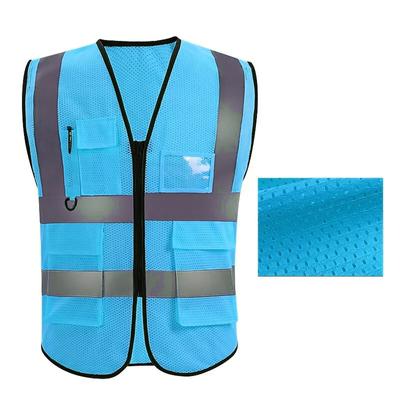 Летний дышащий светоотражающий жилет безопасности, сетчатый многокарманный дорожный жилет, дышащий, для строителей железных дорог и угольных шахт, для бега и спорта