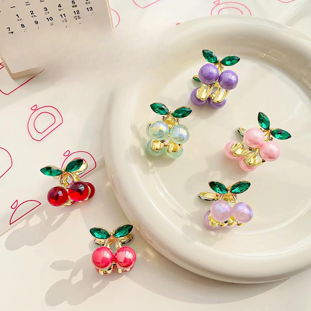 Нежные хрустальные вишневые мини-заколки для волос со стразами, женские заколки-крабы для волос, головные уборы, аксессуары для волос