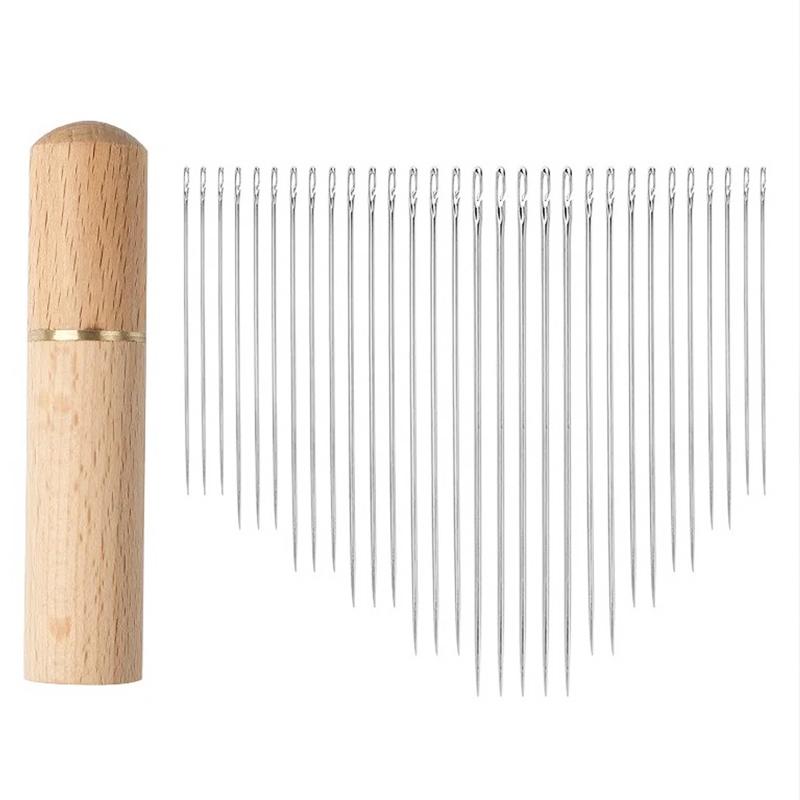 30Pcs Side Hole Blind Sewing Needles Stainless Steel Elderly Self Threading Needle Household DIY Jewelry Beading Sewing Tool