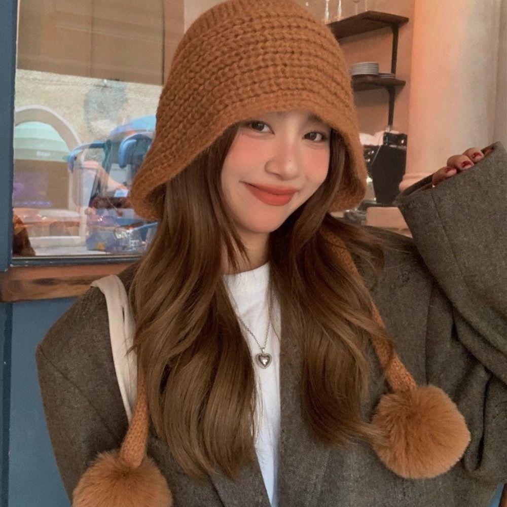 Korean Ear Protection Hat New Design Pullover Beanie Hat Fashion Y2k Knitted Hat Girls