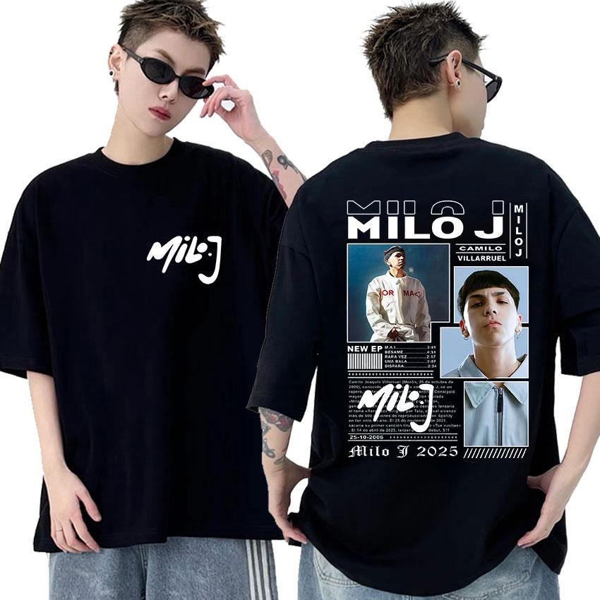 Rapper Milo J Camilo Villarruel Tour 2025 Graphic TShirt Unisex Women Vintage Hip Hop Fashion Oversized Cotton T Shirts Streetwear