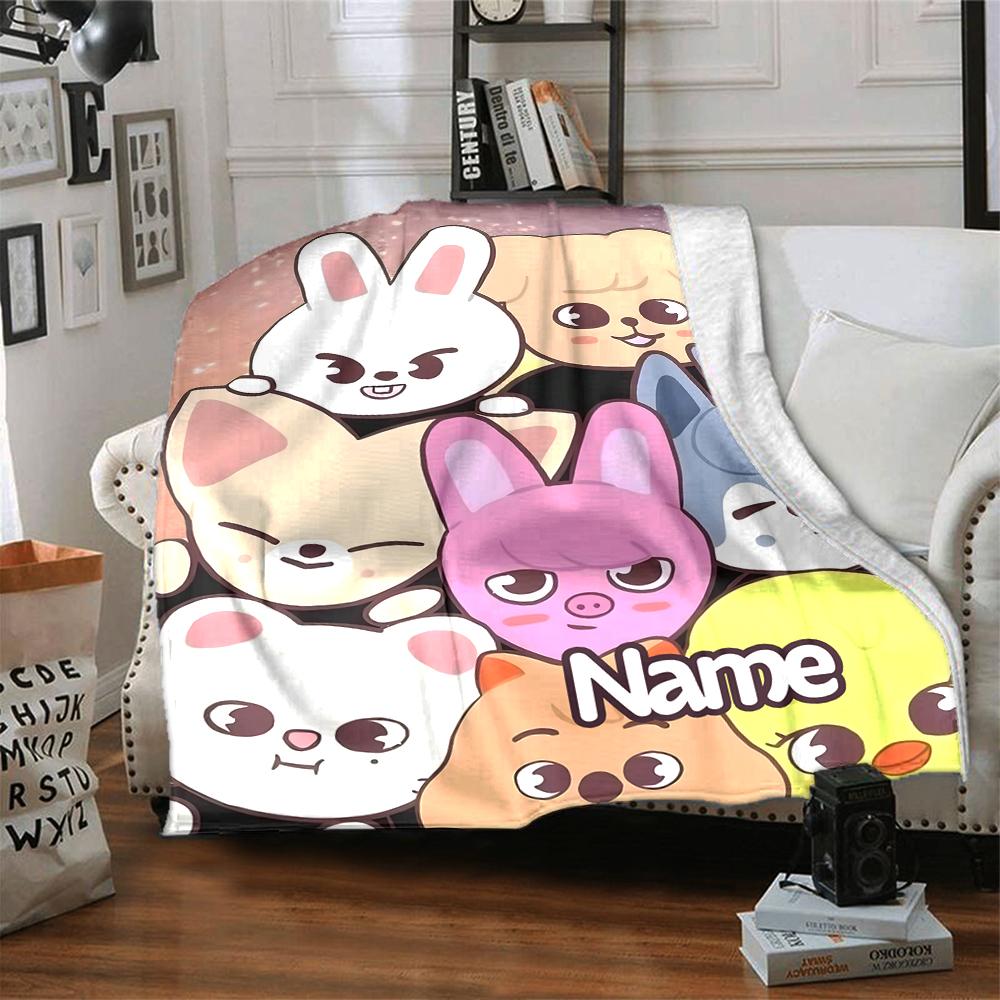 Custom Name Name Cute Animal Friends Party Blanket For Couch Bed Plush Cozy Fuzzy Blanket Super Soft Warm Blankets For Fall And Winter 091640