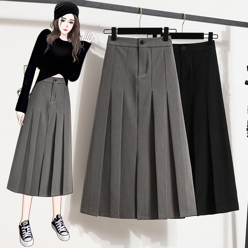 DIMANAF 2025 Plus Size Autumn High Waist Skirts Women Loose Skirt A-Line Fashion Maxi Pleated Skirts