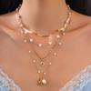 4Pcs/set Imitation Pearl Snake Chain Necklace Trendy Starfish Scallop Pendant Multilayer Choker Necklace for Women Aesthetic Wed Neck Jewelry