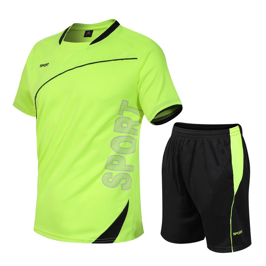 Men's Casual Sportswear Summer Fitness Short-sleeved T-shirt Quick-drying Clothes Running Loose Two-piece Set