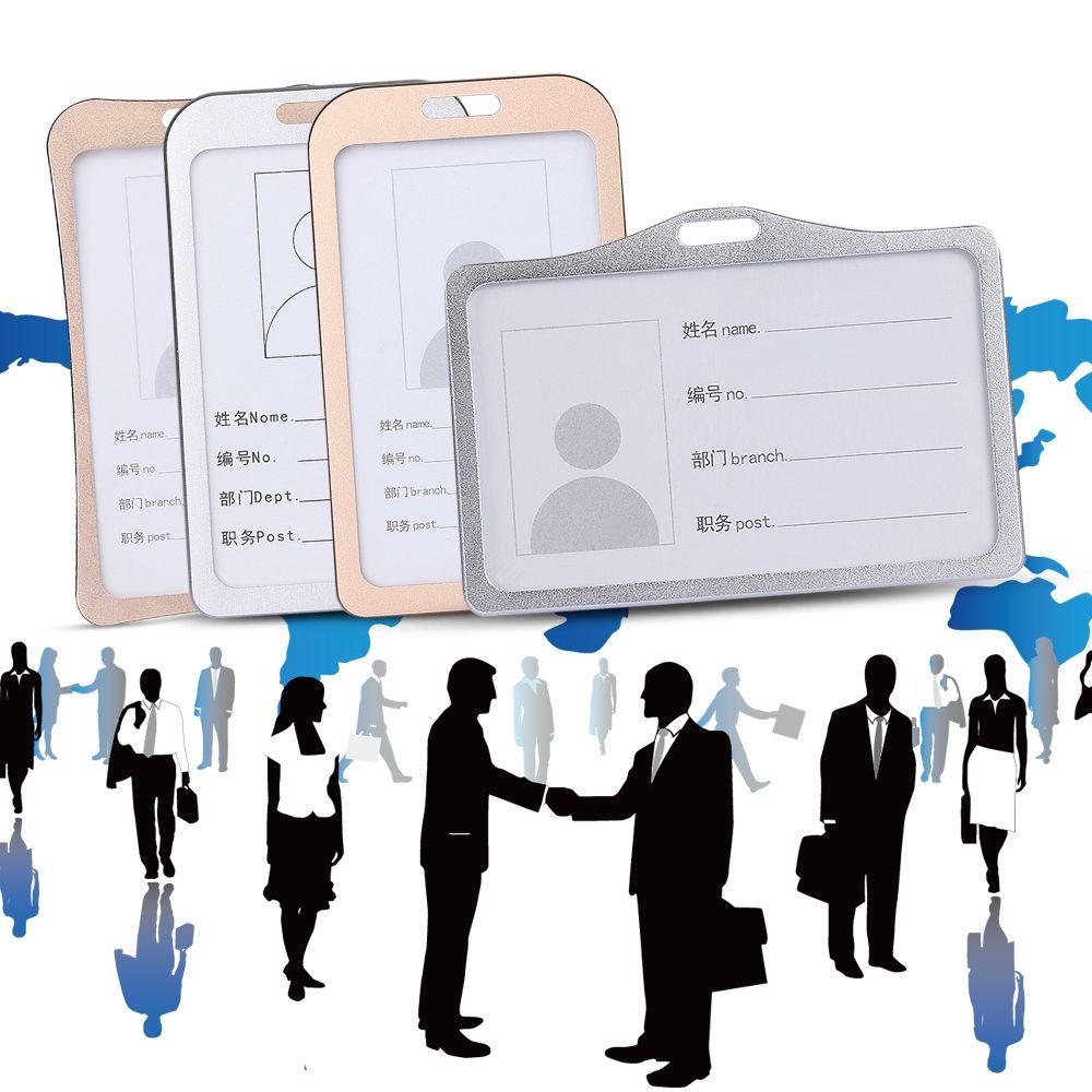 Exhibition Office School Vertical ID Business Case Aluminum Alloy Name Card Work Card Holders