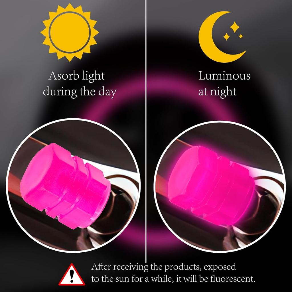 10 PCS Glow-in-the-Dark Tire Valve Stem Caps – Leak-Proof, Corrosion Resistant for Cars, Motorcycles & Bicycles