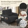 Corduroy 3-Piece Set Armchair + Stool + 2-Seater Sofa with Side Pocket Steel Frame & Backrest Deep Seat Modularly for Living Room, Grey
