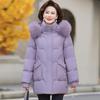 Authentic Mid-Length Women's Winter Down Jacket with Real Fur Collar for Middle-Aged and Elderly