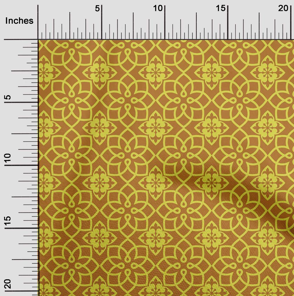 oneOone Cotton Flex Dark Mustard Fabric Damask Dress Material Fabric Print Fabric By The Yard 40 Inch