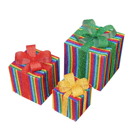 3 шт. рождественские светящиеся подарочные коробки с функцией памяти портативные работающие от батареек светящиеся подарочные коробки рождественские