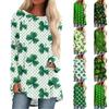 Women's Fashionable Loose Mid-length Round Neck Pullover St. Patrick's Day Printed Raglan Sleeves Long-sleeved Casual Top