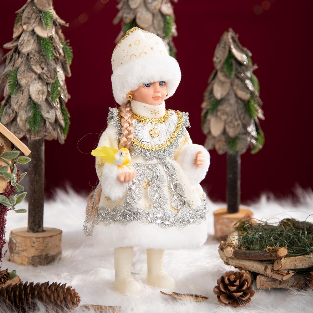 Рождественская кукла, украшения стола, серебряная одежда, великолепная русская детская кукла Снегурочки Навидад Ноэль для рождественского декора