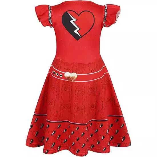 Red Queen Halloween Dress for Girls Kids Costume Role Play Outfit