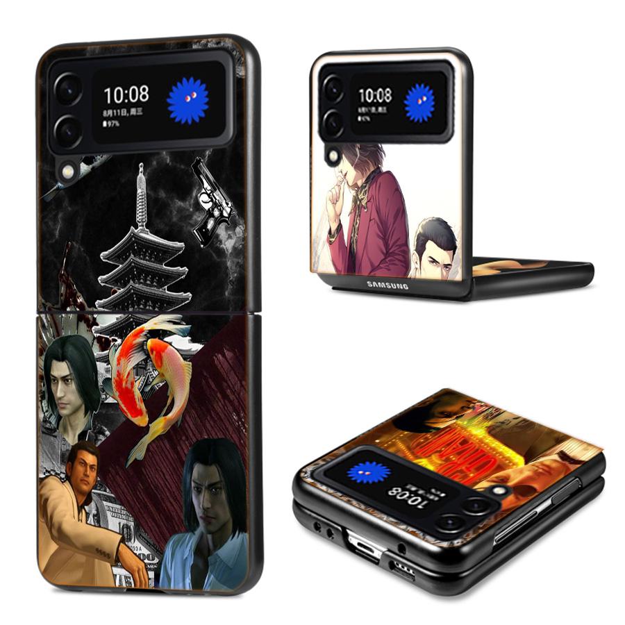 Чехол для телефона игры Yakuza 0 для Samsung Z Flip 7 6 5G Galaxy Z Flip4 Z Flip5 Z Flip3 Черный Жесткий ПК Корпус Защитная Крышка