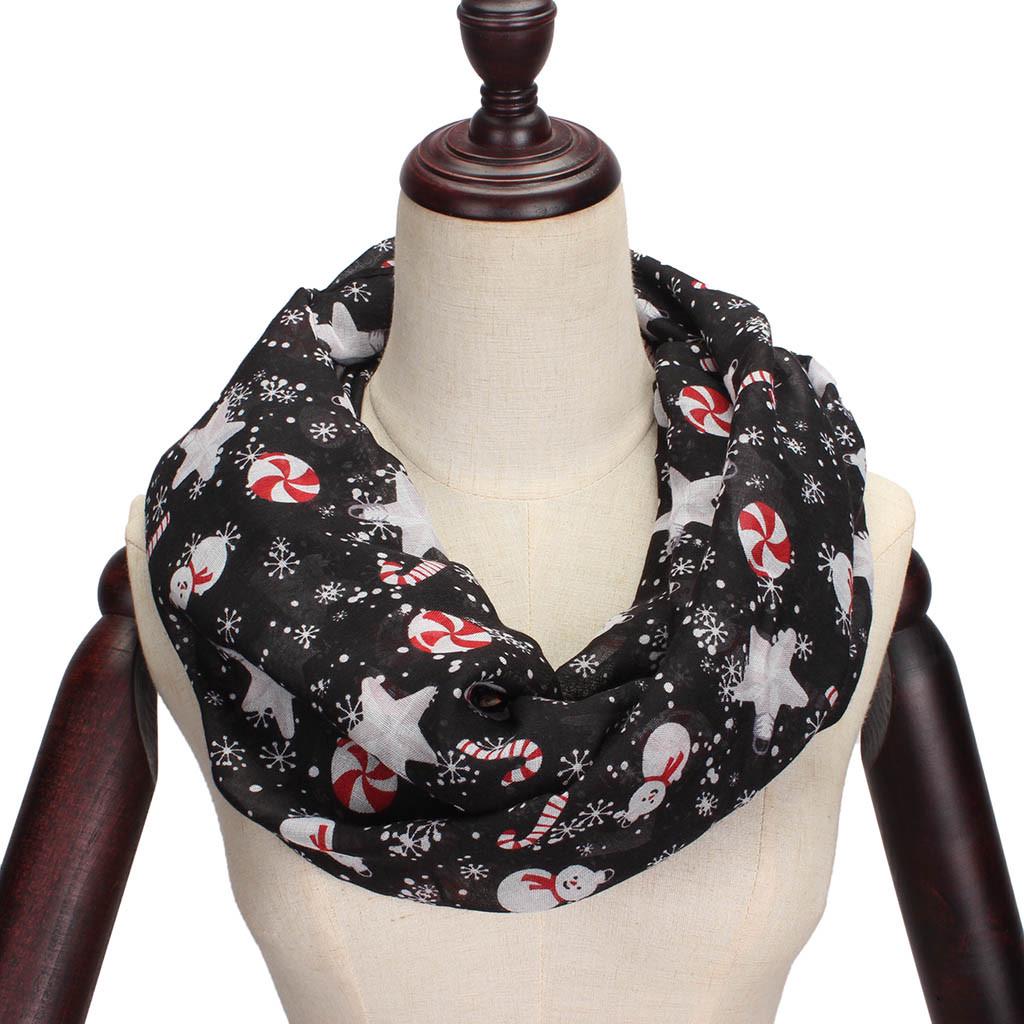 Рождественский женский шарф с изображением Санта-Снега и снеговика, солнцезащитный платок для женщин