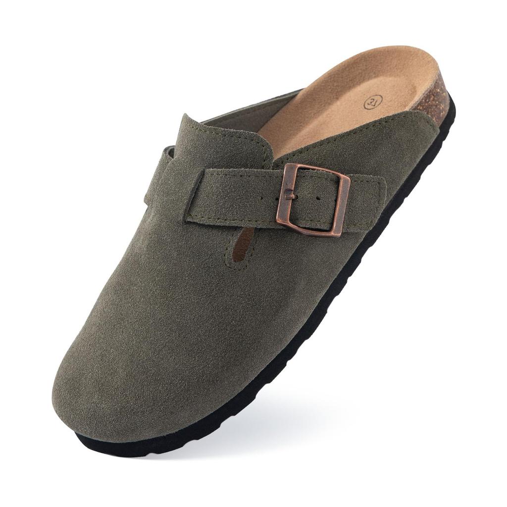 Bebealy Classic Suede Clogs For Women Cork Footbed Beach Slippers Fashion Women Mules With Arch Support Soft Men Clogs Slippers