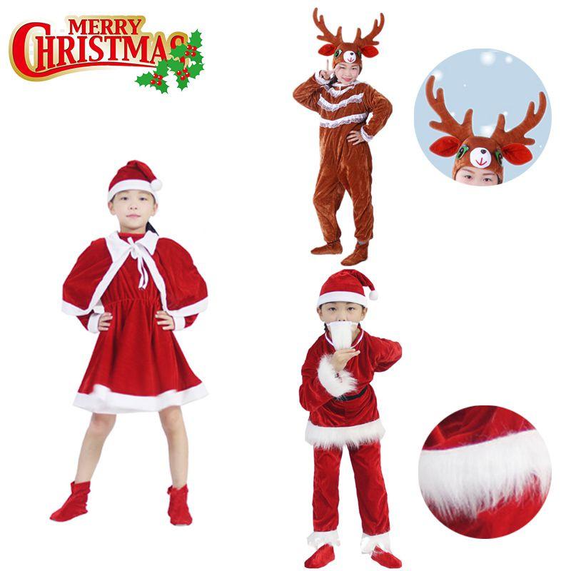 Extravagant Toddler Adult Elk Santa Claus Costume For Xmas Party