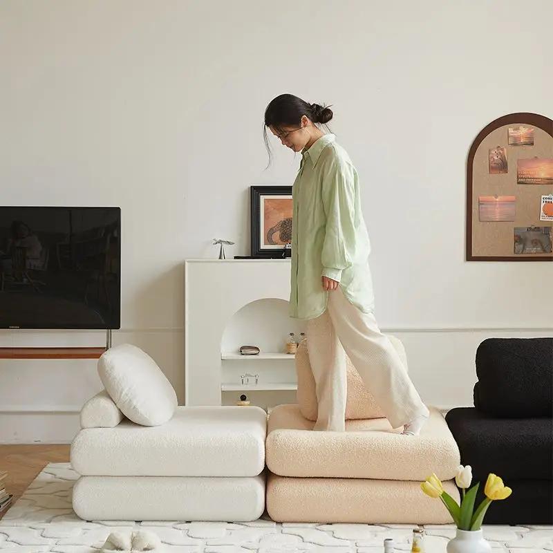 For Stoff-Wohnzimmersofa, Modernes Klappsofa, Bequemer Tatami-Stuhl Für 1 Person, Zum Zerlegen Und Waschen Von Wohnzimmermöbeln