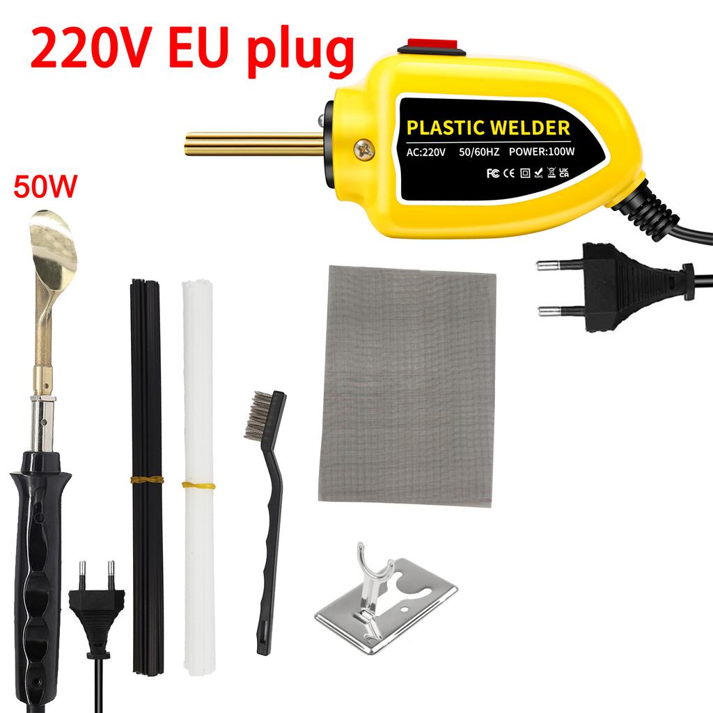 100W 220V EU Plastic Welder Kit, Auto Bumper Crack Hole Repair Tool with Welding Staples, Compact Design