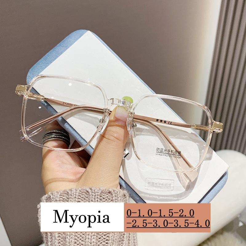 Новые готовые квадратные очки для близоруких Для женщин Для мужчин С прозрачными линзами Очки с защитой от синего света Стильные очки